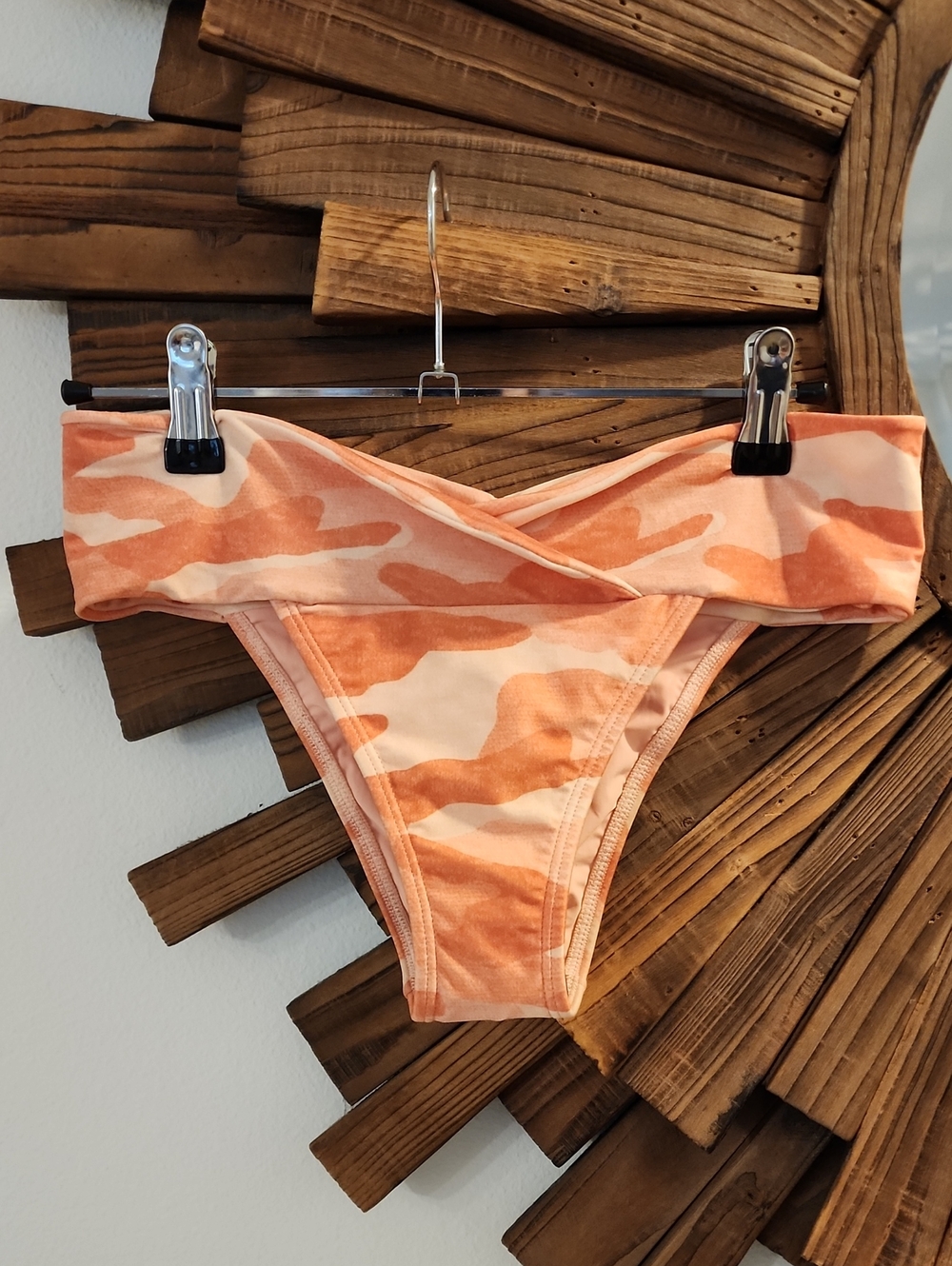 NEW! VIX PAULA HERMANNY SZ S Peach Pink Camouflage Fold-Over Bikini Bottoms
